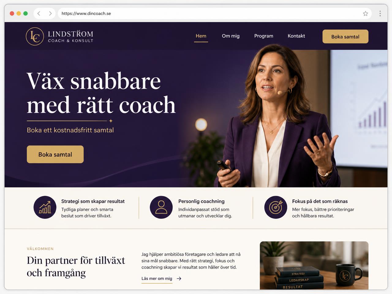 Förhandsvisning av webbplatsmallen Coaching & konsult
