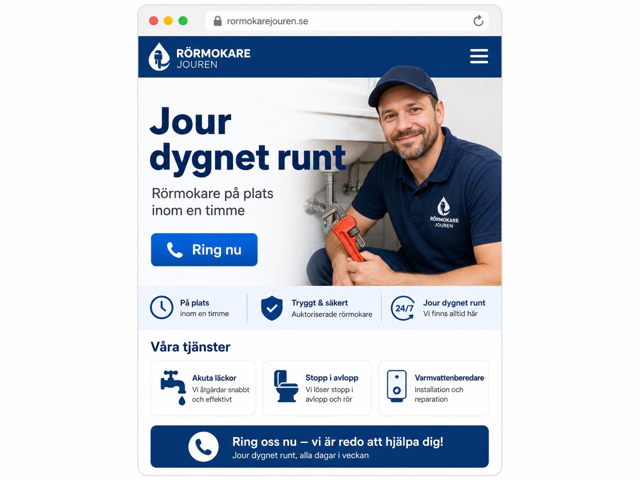 Förhandsvisning av webbplatsmallen Rörfirma