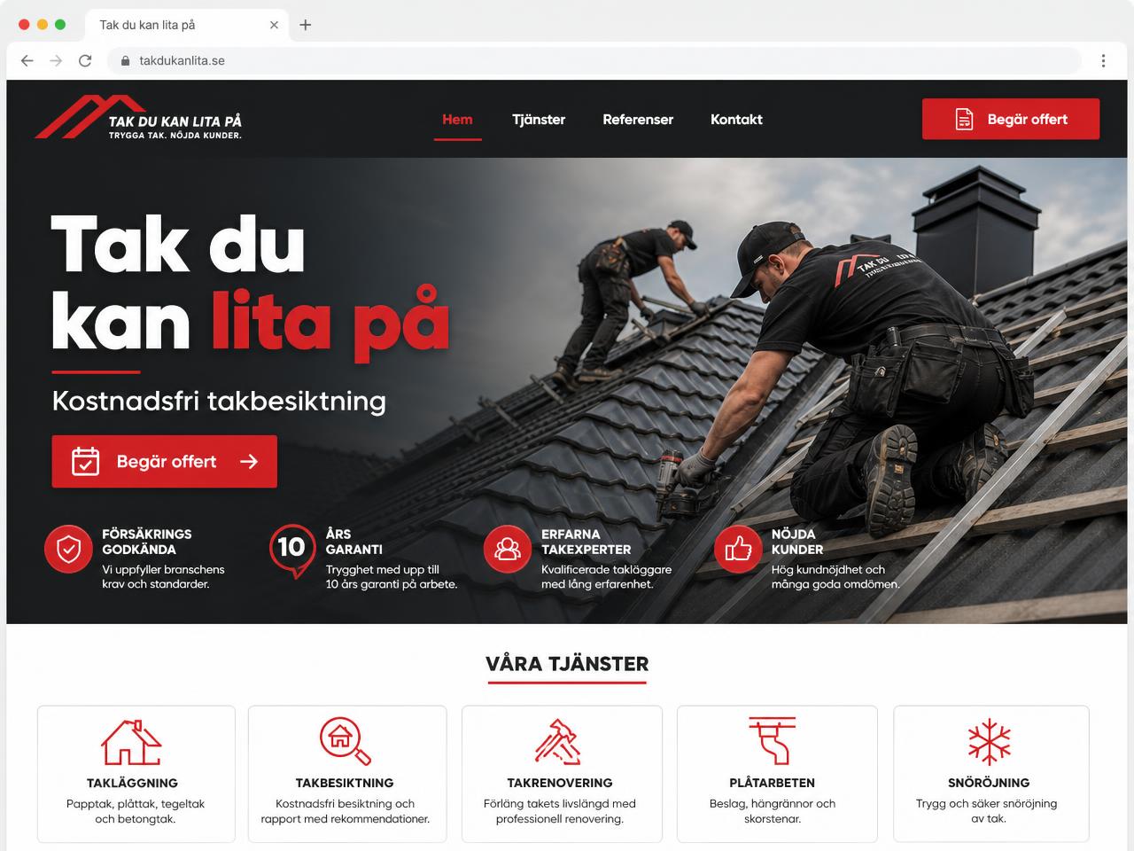 Förhandsvisning av webbplatsmallen Takfirma